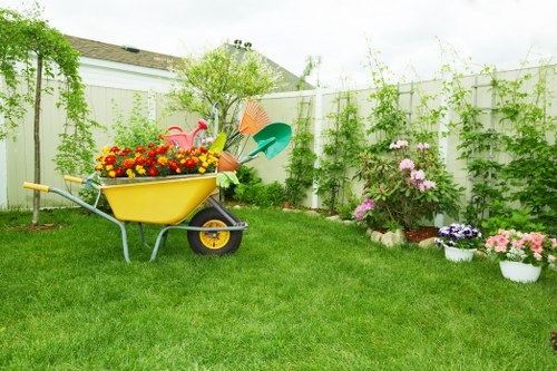 Detailed view of a stone pathway in a professionally landscaped garden