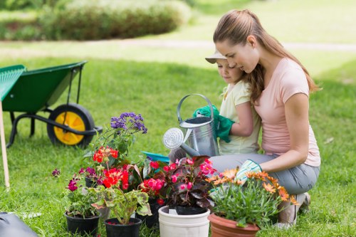 Local outdoor garden with classic and modern elements in Havering-atte-Bower