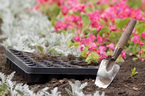 Satisfied homeowner reviewing FAQs about Landscapers Ham services