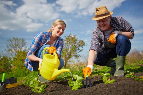 Eco-friendly sustainable landscaping with organic materials in North Finchley