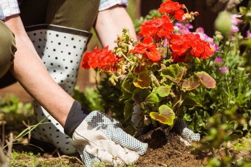 Professional landscaper in Surbiton working on garden installation