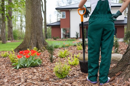 Professional landscapers at work ensuring excellence in garden installation.